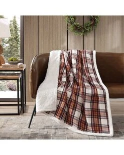 Eddie Bauer Gewood Plaid Flannel Sherpa Throw Home