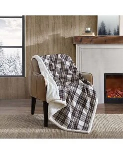 Eddie Bauer Gewood Plaid Flannel Sherpa Throw Home