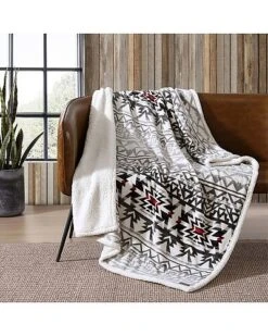 Eddie Bauer Clyde Hill Stripe Ultra Soft Plush Fleece Reversible Throw Blanket Home