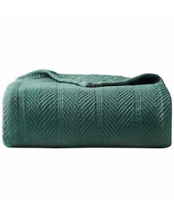 Eddie Bauer Herringbone Cotton Green Blanket Home