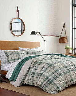 Eddie Bauer Timbers Plaid Green Duvet Cover Set Home