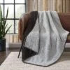 Eddie Bauer Solid Bi Colored Sherpa Reversible Throw Blanket Home
