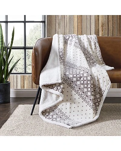 Eddie Bauer Fair Isle Peak Ultra Soft Plush Fleece Reversible Throw Blanket Home