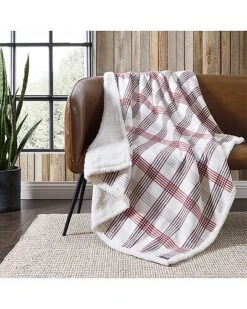 Eddie Bauer Union Bay Plaid 100% Cotton Flannel Reversible Throw Blanket Home