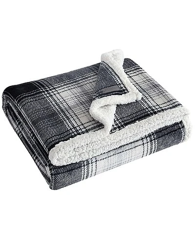 Eddie Bauer Vail Plaid Ultra Soft Plush Fleece Reversible Throw Blanket Home - Image 2