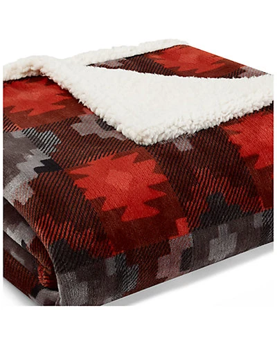 Eddie Bauer Copper Creek Red Ultra Soft Plush Sherpa Throw Home