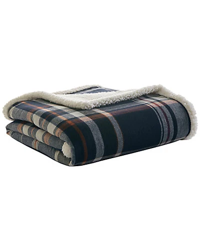 Eddie Bauer Horizon Bay Navy Yarn Dye Sherpa Throw Home