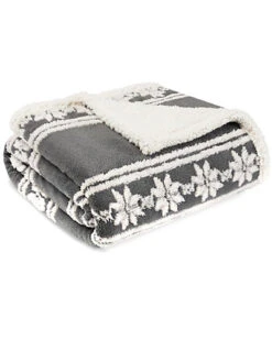 Eddie Bauer Snowflake FairIsle Ultra Soft Plush Sherpa Throw Home