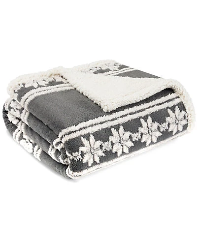Eddie Bauer Snowflake FairIsle Ultra Soft Plush Sherpa Throw Home