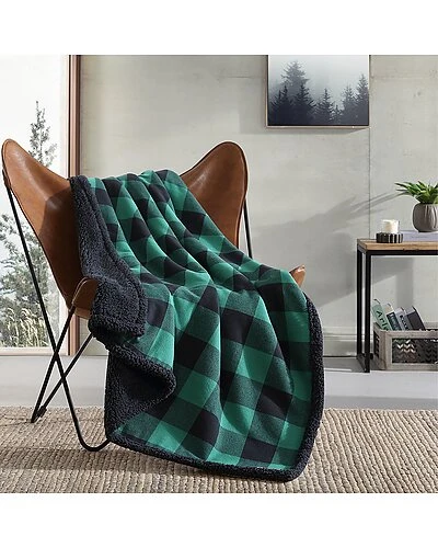 Eddie Bauer Cabin Plaid 100% Cotton Flannel-Reversible Throw Blanket Home
