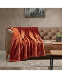 Eddie Bauer Ribbed Super Soft Stripe Solid Microfleece-Reversible Throw Blanket Home