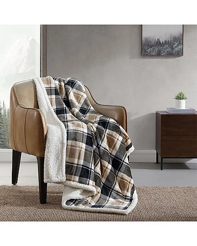 Eddie Bauer Rugged Plaid Ultra Soft Plush Fleece-Reversible Throw Blanket Home