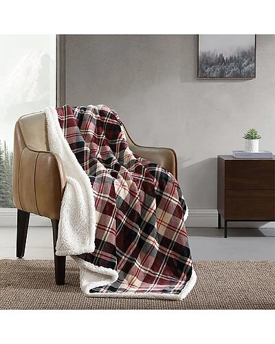 Eddie Bauer Trailhead Plaid Ultra Soft Plush Fleece-Reversible Throw Blanket Home