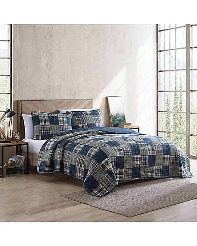 Eddie Bauer Madroplaid 100% Cotton Reversible Quilt Set Home