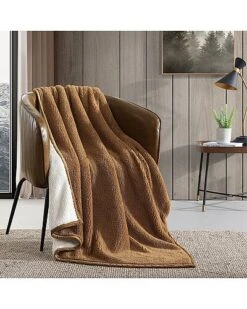 Eddie Bauer Solid Bi Colored Sherpa-Reversible Throw Blanket Home