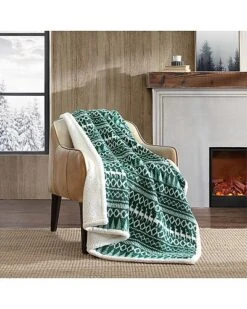Eddie Bauer Alpine Fair Isle Sherpa-Reversible Throw Blanket Home