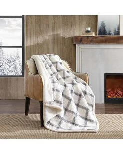 Eddie Bauer Nkhouse Plaid Sherpa-Reversible Throw Blanket Home