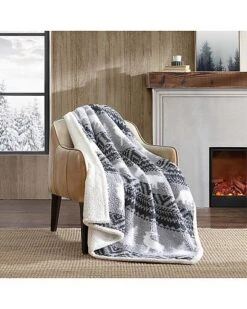 Eddie Bauer Woodland Fair Isle Sherpa-Reversible Throw Blanket Home