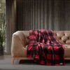 Eddie Bauer Cabin Plaid Fur Like-Reversible Throw Blanket Home