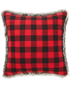 Eddie Bauer Cabin Plaid Fur Square Pillow Home
