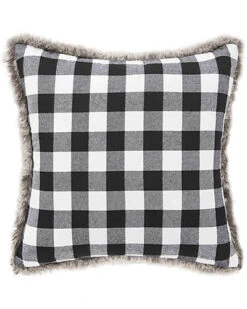 Eddie Bauer Cabin Plaid Fur Square Pillow Home