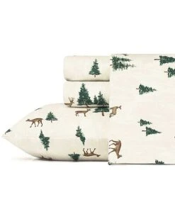 Eddie Bauer Deer Hollow 100% Cotton Flannel Sheet Set Home