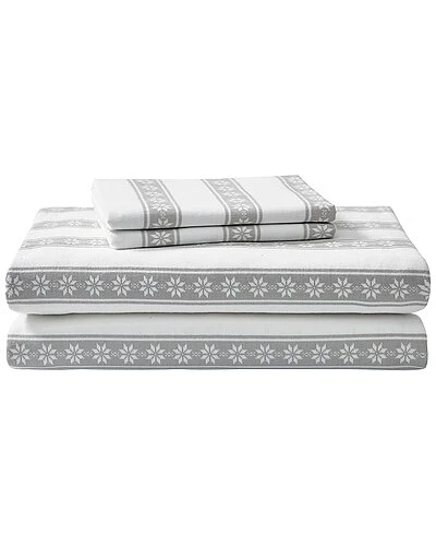 Eddie Bauer Snowflake Fair Isle 100% Cotton Flannel Sheet Set Home
