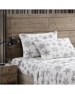Eddie Bauer Tossed Snowflake Fleece Sheet Set Home