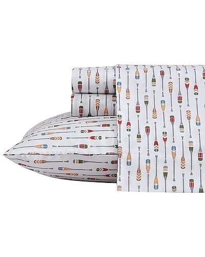 Eddie Bauer Canoe Lake Paddle 100% Cotton Percale Sheet Set Home
