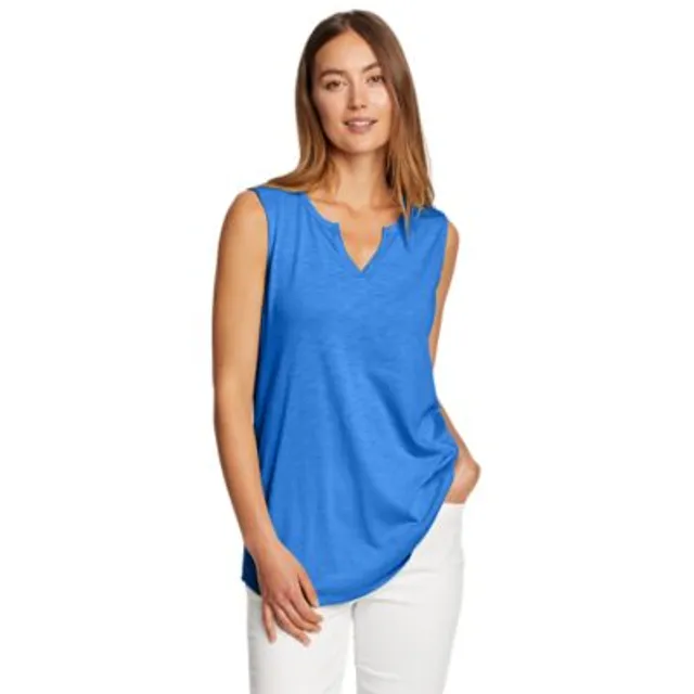 Eddie Bauer Women's Gate Check Sleeveless Split-Neck Tunic