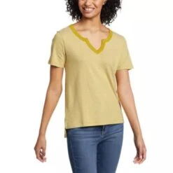 Eddie Bauer Women's Favorite Short-Sleeve Notch-Neck T-Shirt - Stripe