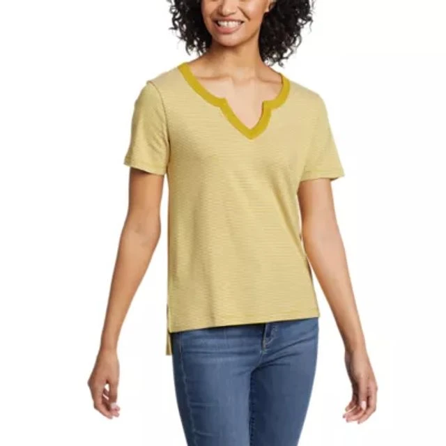 Eddie Bauer Women's Favorite Short-Sleeve Notch-Neck T-Shirt - Stripe