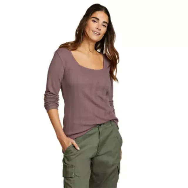 Eddie Bauer Women's Mountain Town Long-Sleeve Square Neck Textured T-Shirt - Image 2