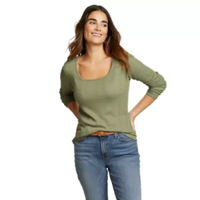 Eddie Bauer Women's Mountain Town Long-Sleeve Square Neck Textured T-Shirt - Image 3