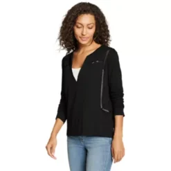 Eddie Bauer Women's Gate Check 3/4-Sleeve Notch-Neck Taped T-Shirt