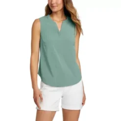 Eddie Bauer Women's Escapelite Sleeveless Split-Neck Shirt