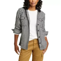 Eddie Bauer Women's Flannel Hoodie Shirt Jacket